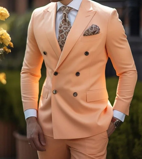 Elegant Brown Double-Breasted Suit™