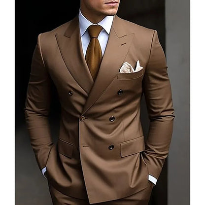 Elegant Brown Double-Breasted Suit™